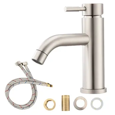 Robinet De Lavabo De Salle De Bain En Acier Inoxydable Brossé, à Levier Unique
