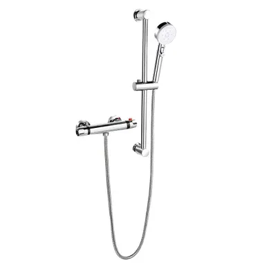 Ensemble Douche Thermostatique,mitigeur 38°c Sécurité,pommeau à 5 Réglages D’eau,réglable En Hauteur