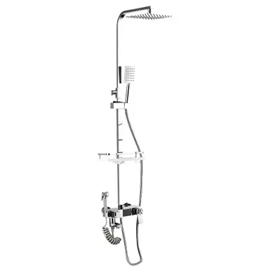 Kit Colonne Douche Thermostat, écran Température LED, 4 Fonctions D’eau Avec Plateau Rangement