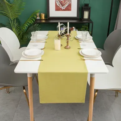 Chemin De Table En Lin, Imperméable, Double Face, Lavable En Machine, Jaune, 40 X 160 Cm Chemin De Table En Lin, Imperméable, Double Face, Lavable En Machine, Jaune, 40 X 160 Cm