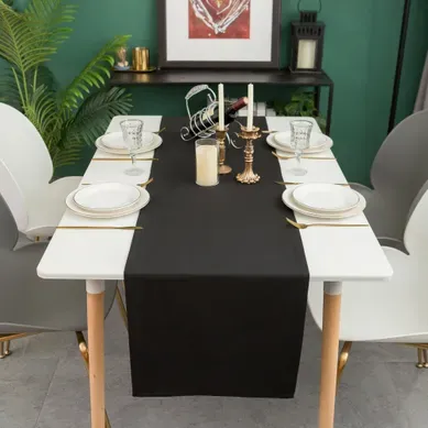 Chemin De Table En Lin, Imperméable, Double Face, Lavable En Machine,noir, 40 X 160 Cm Chemin De Table En Lin, Imperméable, Double Face, Lavable En Machine,noir, 40 X 160 Cm
