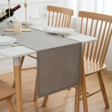 Chemin De Table En Lin,imperméable,réversible,lavable En Machine,gris,40x160cm Chemin De Table En Lin,imperméable,réversible,lavable En Machine,gris,40x160cm