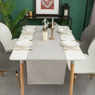 Chemin De Table En Lin, Imperméable, Réversible, Lavable En Machine,gris Clair, 30 X 120 Cm Chemin De Table En Lin, Imperméable, Réversible, Lavable En Machine,gris Clair, 30 X 120 Cm