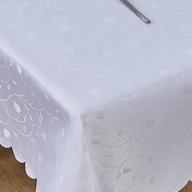 Nappe Rectangulaire Blanche, Motif Jacquard, Imperméable, Résistante Aux Rayures, 130 X 160 Cm Nappe Rectangulaire Blanche, Motif Jacquard, Imperméable, Résistante Aux Rayures, 130 X 160 Cm