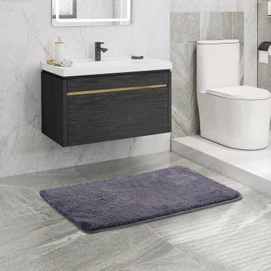 Tapis De Bain En Peluche Gris Foncé, Super Absorbant, Envers Antidérapant En Tpr, Doux Et Lavable Tapis De Bain En Peluche Gris Foncé, Super Absorbant, Envers Antidérapant En Tpr, Doux Et Lavable