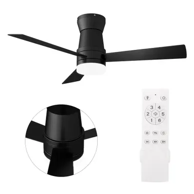 Ventilateur De Plafond Avec éclairage LED, 6 Vitesses De Ventilation, Noir, 42 Pouces - 3 Pales Ventilateur De Plafond Avec éclairage LED, 6 Vitesses De Ventilation, Noir, 42 Pouces - 3 Pales