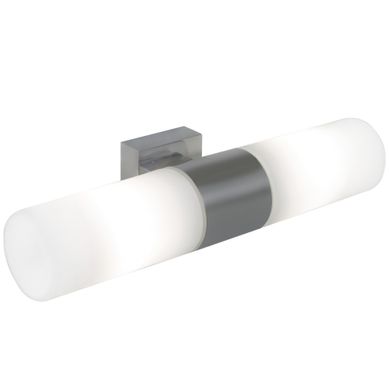 Applique Murale Tangens Double Verrerie Acier Brossé, H.9.7 - Ip44 - E14 / Intérieur