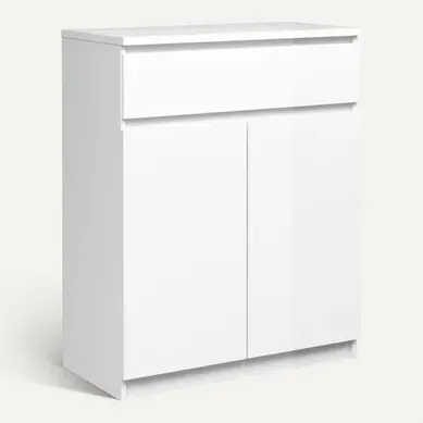 Rangement 2 portes / 1 tiroir BEST LAK Blanc vue 3/4