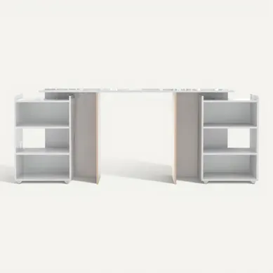 Tête de lit 160 cm avec BEST LAK rangement blanc laqué Tête de lit 160 cm avec BEST LAK rangement blanc laqué vue de face
