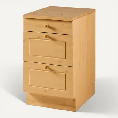 Anita-elément Bas Anita-armoire Avec 2+ 1 Tiroir En Pin Marron Bois 50x85x60 Cm