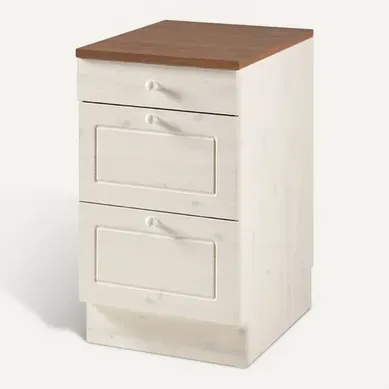 Anita-elément Bas Anita-armoire Avec 2+ 1 Tiroir En Pin Blanc 50x85x60 Cm