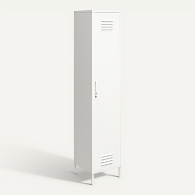 Mission District - Armoire Haute Avec 1 Porte En Métal Blanc Mission District - Armoire Haute Avec 1 Porte En Métal Blanc
