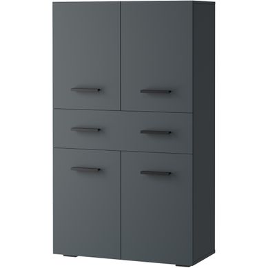 Malika-armoire De Salle De Bain Avec 4 Portes Et 1 Tiroir En Anthracite Malika-armoire De Salle De Bain Avec 4 Portes Et 1 Tiroir En Anthracite