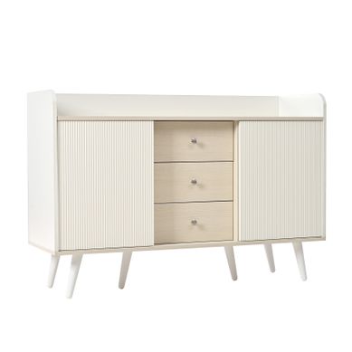 Buffet Blanc Ondulé 3 Tiroirs 2 Portes
