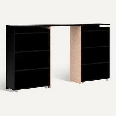 Tête de lit 160 cm avec BEST LAK rangement noir mat Tête de lit 160 cm avec BEST LAK rangement noir mat vue 3/4