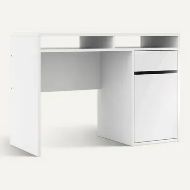Bureau 1 porte et 1 tiroir BEST LAK 3 Blanc laqué Bureau 1 porte et 1 tiroir BEST LAK 3 Blanc laqué vue 3/4