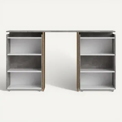 Tête de lit 140 cm avec BEST LAK rangement blanc laqué béton Tête de lit 140 cm avec BEST LAK rangement blanc laqué béton vue de face