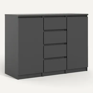 Rangement 2 portes 4 tiroirs BEST LAK 2 noir mat Rangement 2 portes 4 tiroirs BEST LAK 2 noir mat vue 3/4