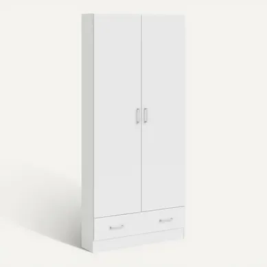Armoire 2 portes L.80 cm SPACE blanc Armoire 2 portes L.80 cm SPACE blanc vue 3/4