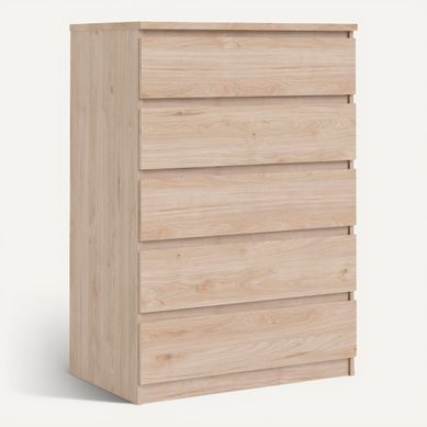 Commode 5 tiroirs BEST imitation chêne HL vue 3/4
