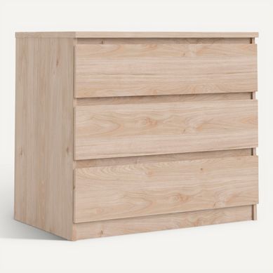 Commode 3 tiroirs BEST imitation chêne HL vue 3/4