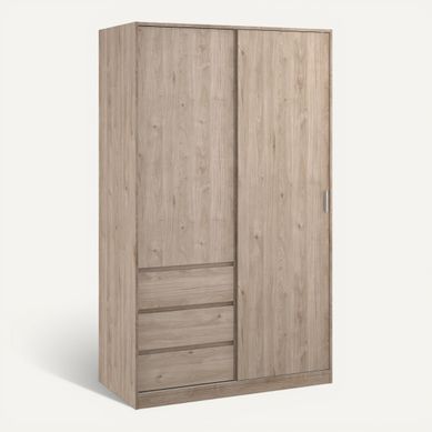 Armoire 2 portes 3 tiroirs L.118,5 cm BEST imitation chêne Armoire 2 portes 3 tiroirs L.118,5 cm BEST imitation chêne vue 3/4