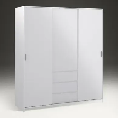 Armoire 3 portes 3 tiroirs L.177 cm BEST blanc laqué vue 3/4