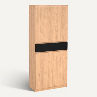 Meuble à chaussures h.191,7 cm BEST 4 portes décor chêne et noir Meuble à chaussures h.191,7 cm BEST 4 portes décor chêne et noir vue 3/4