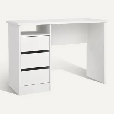 Bureau 3 tiroirs et 1 niche STUDY Blanc Bureau 3 tiroirs et 1 niche STUDY Blanc vue 3/4