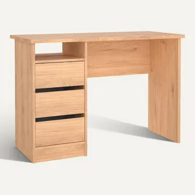Bureau 3 tiroirs et 1 niche STUDY Imitation chêne clair Bureau 3 tiroirs et 1 niche STUDY Imitation chêne clair vue 3/4