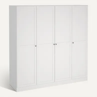Armoire 4 portes L. 195,5 cm BILLUND blanc Armoire 4 portes L. 195,5 cm BILLUND blanc vue 3/4