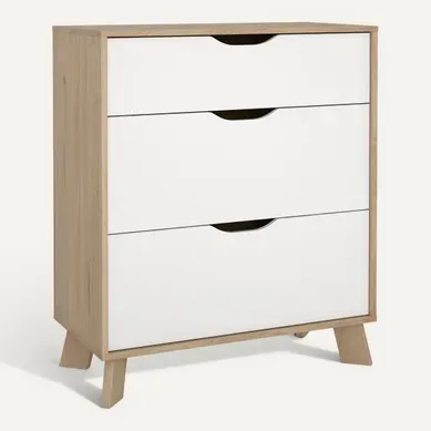 Commode 3 tiroirs IKAST imitation chêne L.78,7 cm Commode 3 tiroirs IKAST imitation chêne L.78,7 cm vue 3/4