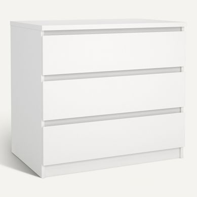 Commode 3 tiroirs BEST blanc mat vue 3/4