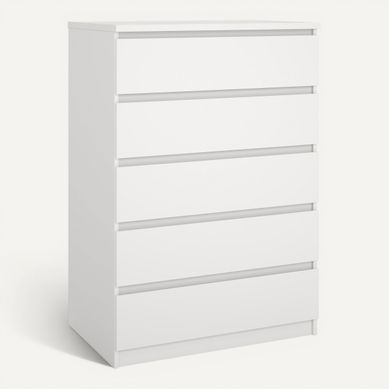Commode 5 tiroirs BEST blanc mat vue 3/4