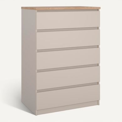 Commode 5 tiroirs BEST Grège/chêne Commode 5 tiroirs BEST Grège/chêne vue 3/4