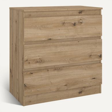 Commode 3 tiroirs MARA imitation chêne Commode 3 tiroirs MARA imitation chêne vue 3/4