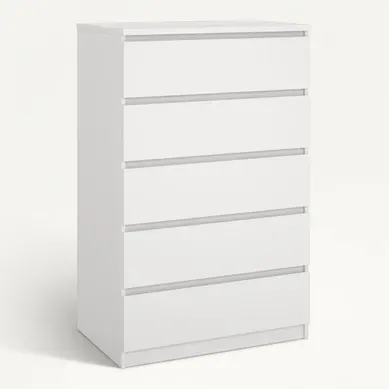 Commode 5 tiroirs BEST blanc mat vue 3/4