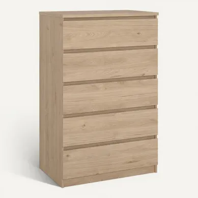 Commode 5 tiroirs BEST imitation chêne vue 3/4
