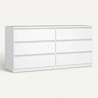 Commode 2X3 tiroirs BEST blanc brillant vue 3/4