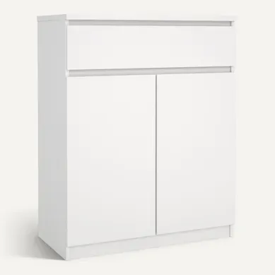 Rangement 2 portes / 1 tiroir BEST blanc mat Rangement 2 portes / 1 tiroir BEST blanc mat vue 3/4