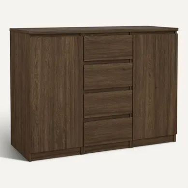Rangement 2 portes 4 tiroirs BEST imitation noyer Rangement 2 portes 4 tiroirs BEST imitation noyer vue 3/4