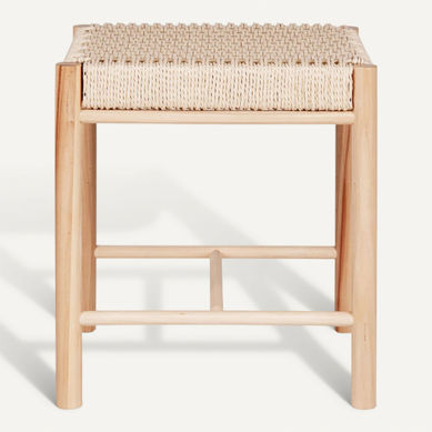 Abano - Tabouret En Bois Et Corde H46,5cm - Naturel