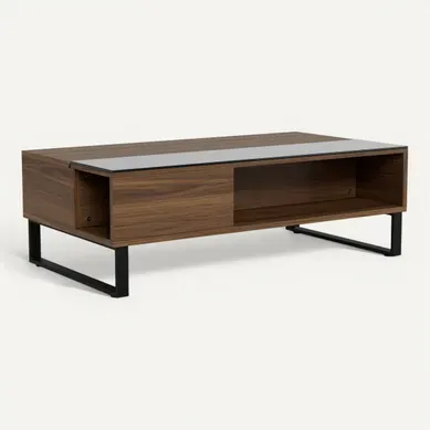 Table basse plateau relevable AZALEA Noir et noyer Table basse plateau relevable AZALEA Noir et noyer vue 3/4