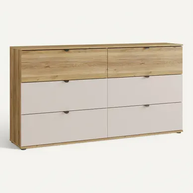 COMMODE - CHIFFONNIER UNIK Imitation chêne / grège vue 3/4