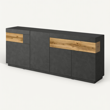 Buffet Lumina 4 Portes Et 2 Tiroirs En Panneaux Mélaminés - Chêne