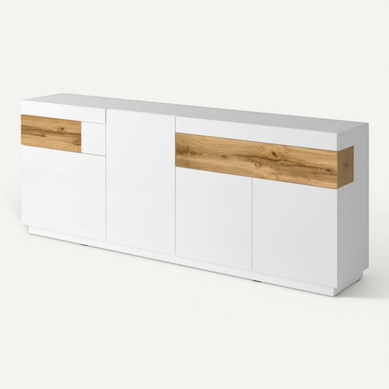Buffet Lumina 4 Portes Et 2 Tiroirs En Panneaux Mélaminés - Chêne