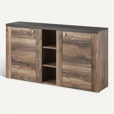 Buffet Voltia Avec 2 Portes Et 3 Niches - Marron