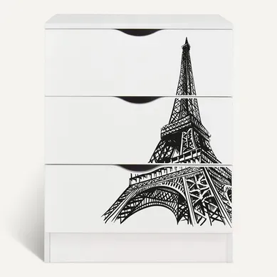 Commode Blanche Avec Les Tiroirs Roma - Tour Eiffel Commode Blanche Avec Les Tiroirs Roma - Tour Eiffel