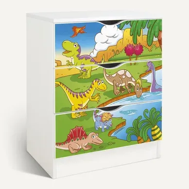 Commode Blanche Avec Les Tiroirs Roma /motif Dino/ Commode Blanche Avec Les Tiroirs Roma /motif Dino/