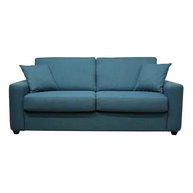 Canapé convertible 3 places pack Dreaméa NICARAGUA tissu Bergamo bleu pétrole vue de face